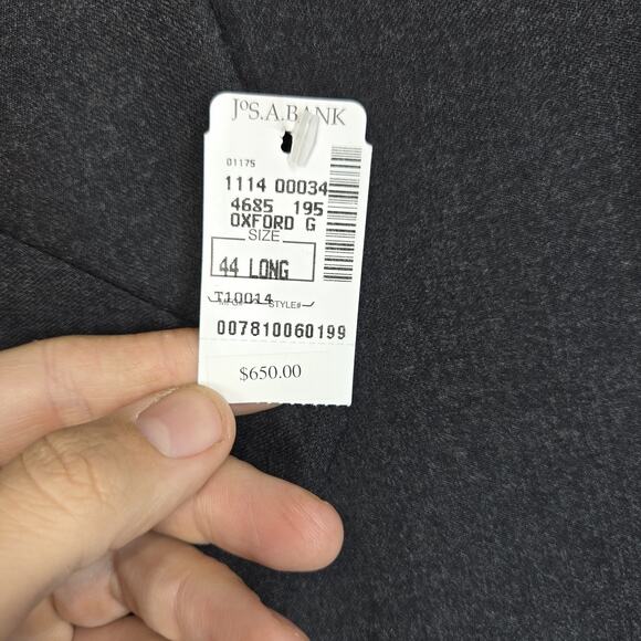 Jos A Bank Blazer Mens Sz 44L Black2 Button Jacket Sport Coat Oxford Wool NWT - Picture 8 of 16